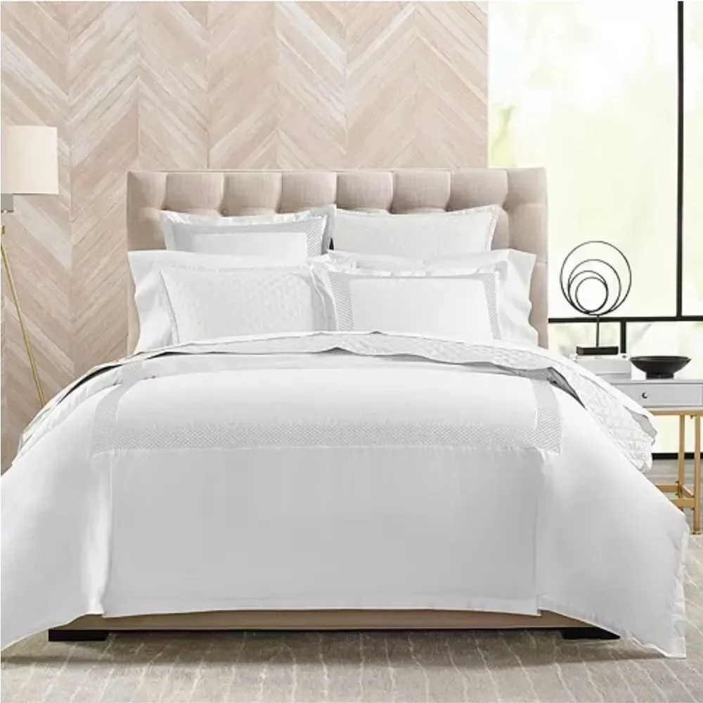 Hudson Park Collection 500TC Embroidered Geo Duvet Cover Twin Pima Cotton, New